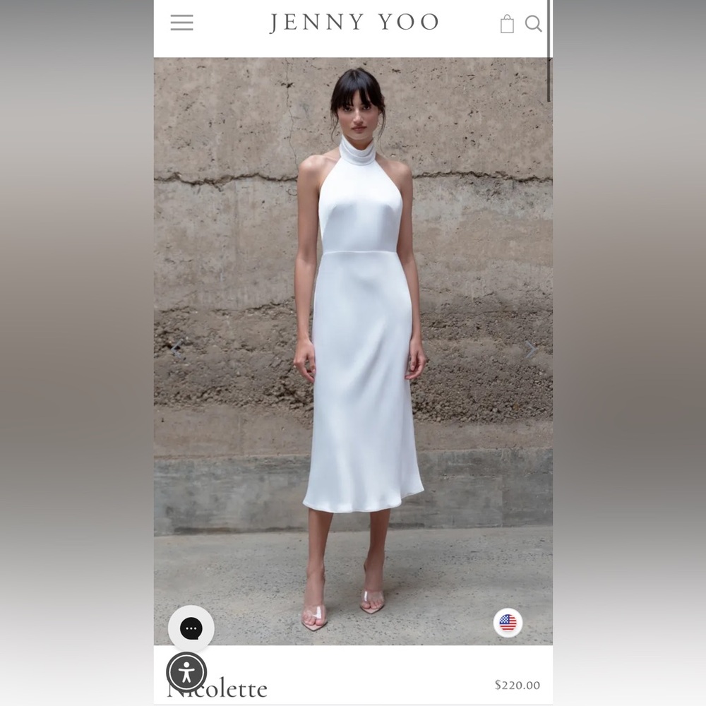 Jenny Yoo White Halter Midi Dress